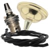 Small Brass Effect Ceiling Pendant Kit and B22 Brass Lampholder with Black Flex Small Brass Effect Ceiling Pendant Kit and B22 Brass Lampholder with Black Flex
