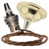 Small Brass Effect Ceiling Pendant Kit and B22 Brass Lampholder with Bronze Flex Small Brass Effect Ceiling Pendant Kit and B22 Brass Lampholder with Bronze Flex