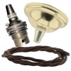 Small Brass Effect Ceiling Pendant Kit and B22 Brass Lampholder with Mocha Brown Flex Small Brass Effect Ceiling Pendant Kit and B22 Brass Lampholder with Mocha Brown Flex