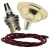 Small Brass Effect Ceiling Pendant Kit and B22 Brass Lampholder with Rich Burgundy Flex Small Brass Effect Ceiling Pendant Kit and B22 Brass Lampholder with Rich Burgundy Flex