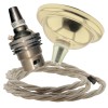 Small Brass Effect Ceiling Pendant Kit and B22 Brass Lampholder with Linen Flex Small Brass Effect Ceiling Pendant Kit and B22 Brass Lampholder with Linen Flex