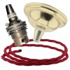 Small Brass Effect Ceiling Pendant Kit and B22 Brass Lampholder with Bright Red Flex Small Brass Effect Ceiling Pendant Kit and B22 Brass Lampholder with Bright Red Flex