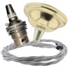 Small Brass Effect Ceiling Pendant Kit and B22 Brass Lampholder with Silver Flex Small Brass Effect Ceiling Pendant Kit and B22 Brass Lampholder with Silver Flex