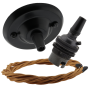Matt Black Ceiling Pendant Kit and B22 Bronze Lampholder with Antique Gold Flex