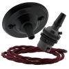 Matt Black Ceiling Pendant Kit and B22 Bronze Lampholder with Rich Burgundy Flex Matt Black Ceiling Pendant Kit and B22 Bronze Lampholder with Rich Burgundy Flex