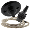 Matt Black Ceiling Pendant Kit and B22 Bronze Lampholder with Linen Flex Matt Black Ceiling Pendant Kit and B22 Bronze Lampholder with Linen Flex