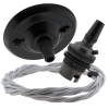Matt Black Ceiling Pendant Kit and B22 Bronze Lampholder with Silver Flex Matt Black Ceiling Pendant Kit and B22 Bronze Lampholder with Silver Flex