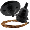 Matt Black Ceiling Pendant Kit and E27 Bakelite Lampholder with Antique Gold Flex Matt Black Ceiling Pendant Kit and E27 Bakelite Lampholder with Antique Gold Flex