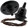 Matt Black Ceiling Pendant Kit and E27 Bakelite Lampholder with Mocha Brown Flex Matt Black Ceiling Pendant Kit and E27 Bakelite Lampholder with Mocha Brown Flex