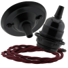 Matt Black Ceiling Pendant Kit and E27 Bakelite Lampholder with Rich Burgundy Flex Matt Black Ceiling Pendant Kit and E27 Bakelite Lampholder with Rich Burgundy Flex