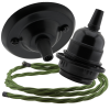 Matt Black Ceiling Pendant Kit and E27 Bakelite Lampholder with Green Flex Matt Black Ceiling Pendant Kit and E27 Bakelite Lampholder with Green Flex