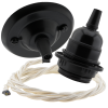 Matt Black Ceiling Pendant Kit and E27 Bakelite Lampholder with Classic Ivory Flex Matt Black Ceiling Pendant Kit and E27 Bakelite Lampholder with Classic Ivory Flex