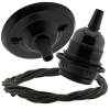 Matt Black Ceiling Pendant Kit and E27 Bakelite Lampholder with Khaki Green Flex Matt Black Ceiling Pendant Kit and E27 Bakelite Lampholder with Khaki Green Flex