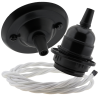 Matt Black Ceiling Pendant Kit and E27 Bakelite Lampholder with White Flex Matt Black Ceiling Pendant Kit and E27 Bakelite Lampholder with White Flex