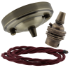 Large Antique Brass Ceiling Pendant Kit and B22 Lampholder with Rich Burgundy Flex Large Antique Brass Ceiling Pendant Kit and B22 Lampholder with Rich Burgundy Flex