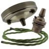 Large Antique Brass Ceiling Pendant Kit and B22 Lampholder with Green Flex Large Antique Brass Ceiling Pendant Kit and B22 Lampholder with Green Flex