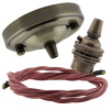 Large Antique Brass Ceiling Pendant Kit and B22 Lampholder with Dusky Pink Flex Large Antique Brass Ceiling Pendant Kit and B22 Lampholder with Dusky Pink Flex