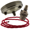 Large Antique Brass Ceiling Pendant Kit and B22 Lampholder with Bright Red Flex Large Antique Brass Ceiling Pendant Kit and B22 Lampholder with Bright Red Flex