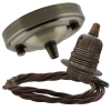 Large Antique Brass Ceiling Pendant Kit and E27 Lampholder with Mocha Brown Flex Large Antique Brass Ceiling Pendant Kit and E27 Lampholder with Mocha Brown Flex