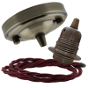 Large Antique Brass Ceiling Pendant Kit and E27 Lampholder with Rich Burgundy Flex Large Antique Brass Ceiling Pendant Kit and E27 Lampholder with Rich Burgundy Flex