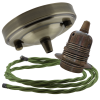 Large Antique Brass Ceiling Pendant Kit and E27 Lampholder with Green Flex Large Antique Brass Ceiling Pendant Kit and E27 Lampholder with Green Flex