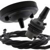 Ceiling Pendant Kit with Large Matte Black Rose and B22 Bronze Lampholder with Black Flex Ceiling Pendant Kit with Large Matte Black Rose and B22 Bronze Lampholder with Black Flex