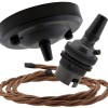Ceiling Pendant Kit with Large Rose and B22 Lampholder in Matte Black Finish with Bronze Flex Ceiling Pendant Kit with Large Rose and B22 Lampholder in Matte Black Finish with Bronze Flex