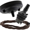 Ceiling Pendant Kit with Large Rose and B22 Lampholder in Matte Black Finish with Mocha Brown Flex Ceiling Pendant Kit with Large Rose and B22 Lampholder in Matte Black Finish with Mocha Brown Flex