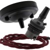 Ceiling Pendant Kit with Large Rose and B22 Lampholder in Matte Black Finish with Rich Burgundy Flex Ceiling Pendant Kit with Large Rose and B22 Lampholder in Matte Black Finish with Rich Burgundy Flex