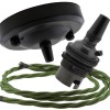 Ceiling Pendant Kit with Large Rose and B22 Lampholder in Matte Black Finish with Green Flex Ceiling Pendant Kit with Large Rose and B22 Lampholder in Matte Black Finish with Green Flex