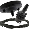 Ceiling Pendant Kit with Large Rose and B22 Lampholder in Matte Black Finish with Khaki Green Flex Ceiling Pendant Kit with Large Rose and B22 Lampholder in Matte Black Finish with Khaki Green Flex