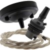 Ceiling Pendant Kit with Large Rose and B22 Lampholder in Matte Black Finish with Linen Effect Flex Ceiling Pendant Kit with Large Rose and B22 Lampholder in Matte Black Finish with Linen Effect Flex