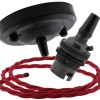 Ceiling Pendant Kit with Large Rose and B22 Lampholder in Matte Black Finish with Bright Red Flex Ceiling Pendant Kit with Large Rose and B22 Lampholder in Matte Black Finish with Bright Red Flex