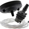Ceiling Pendant Kit with Large Rose and B22 Lampholder in Matte Black Finish with White Flex Ceiling Pendant Kit with Large Rose and B22 Lampholder in Matte Black Finish with White Flex