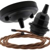 Ceiling Pendant Kit with Large Rose and E27 Lampholder in Matte Black Finish with Bright Red Flex Ceiling Pendant Kit with Large Rose and E27 Lampholder in Matte Black Finish with Bright Red Flex