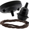 Ceiling Pendant Kit with Large Rose and E27 Lampholder in Matte Black Finish with Bronze Flex Ceiling Pendant Kit with Large Rose and E27 Lampholder in Matte Black Finish with Bronze Flex