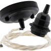 Ceiling Pendant Kit with Large Rose and E27 Lampholder in Matte Black Finish with Green Flex Ceiling Pendant Kit with Large Rose and E27 Lampholder in Matte Black Finish with Green Flex