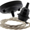 Ceiling Pendant Kit with Large Rose and E27 Lampholder in Matte Black Finish with Linen Effect Flex Ceiling Pendant Kit with Large Rose and E27 Lampholder in Matte Black Finish with Linen Effect Flex