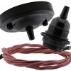 Ceiling Pendant Kit with Large Rose and E27 Lampholder in Matte Black Finish with Mocha Brown Flex Ceiling Pendant Kit with Large Rose and E27 Lampholder in Matte Black Finish with Mocha Brown Flex