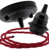 Ceiling Pendant Kit with Large Rose and E27 Lampholder in Matte Black Finish with Rich Burgundy Flex Ceiling Pendant Kit with Large Rose and E27 Lampholder in Matte Black Finish with Rich Burgundy Flex