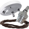 Ceiling Pendant Kit with Large Rose and B22 Lampholder in Silver Nickel Finish with Mocha Brown Flex Ceiling Pendant Kit with Large Rose and B22 Lampholder in Silver Nickel Finish with Mocha Brown Flex