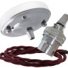Ceiling Pendant Kit with Large Rose and B22 Lampholder in Silver Nickel Finish with Rich Burgundy Flex Ceiling Pendant Kit with Large Rose and B22 Lampholder in Silver Nickel Finish with Rich Burgundy Flex