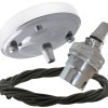 Ceiling Pendant Kit with Large Rose and B22 Lampholder in Silver Nickel Finish with Khaki Green Flex Ceiling Pendant Kit with Large Rose and B22 Lampholder in Silver Nickel Finish with Khaki Green Flex