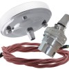 Ceiling Pendant Kit with Large Rose and B22 Lampholder in Silver Nickel Finish with Dusky Pink Flex Ceiling Pendant Kit with Large Rose and B22 Lampholder in Silver Nickel Finish with Dusky Pink Flex