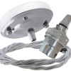 Ceiling Pendant Kit with Large Rose and B22 Lampholder in Silver Nickel Finish with Silver Grey Flex Ceiling Pendant Kit with Large Rose and B22 Lampholder in Silver Nickel Finish with Silver Grey Flex