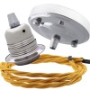 Ceiling Pendant Kit with Large Silver Rose and E27 Lampholder in Silver Nickel Finish with Gold Flex Ceiling Pendant Kit with Large Silver Rose and E27 Lampholder in Silver Nickel Finish with Gold Flex