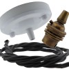 Ceiling Pendant Kit with Large Gloss White Rose and B22 Lampholder in Antique Brass Finish with Black Flex Ceiling Pendant Kit with Large Gloss White Rose and B22 Lampholder in Antique Brass Finish with Black Flex
