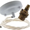 Ceiling Pendant Kit with Large Gloss White Rose and B22 Lampholder in Antique Brass Finish with Classic Ivory Flex Ceiling Pendant Kit with Large Gloss White Rose and B22 Lampholder in Antique Brass Finish with Classic Ivory Flex