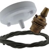Ceiling Pendant Kit with Large Gloss White Rose and B22 Lampholder in Antique Brass Finish with Khaki Green Flex Ceiling Pendant Kit with Large Gloss White Rose and B22 Lampholder in Antique Brass Finish with Khaki Green Flex