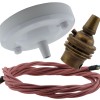Ceiling Pendant Kit with Large Gloss White Rose and B22 Lampholder in Antique Brass Finish with Dusky Pink Flex Ceiling Pendant Kit with Large Gloss White Rose and B22 Lampholder in Antique Brass Finish with Dusky Pink Flex